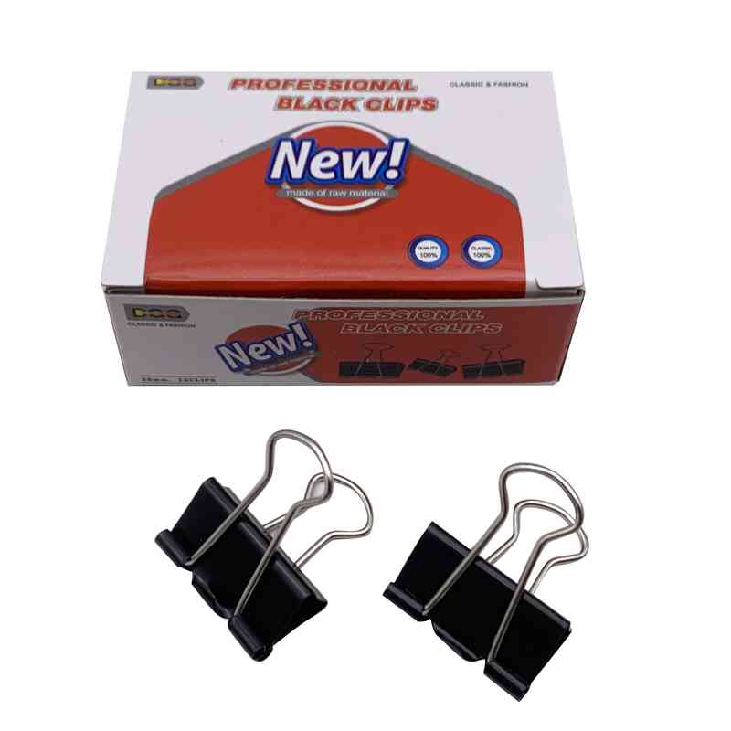 [E3222] Pinza de metal negra x12, 2,5cm en caja, PACKx12
