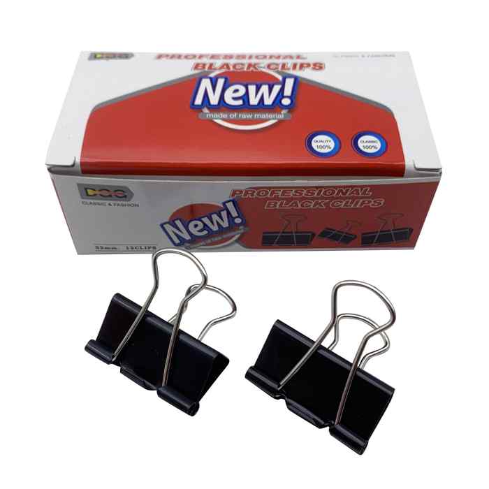 [E3223] Pinza de metal negra x12, 3.2cm en caja, PACKx12