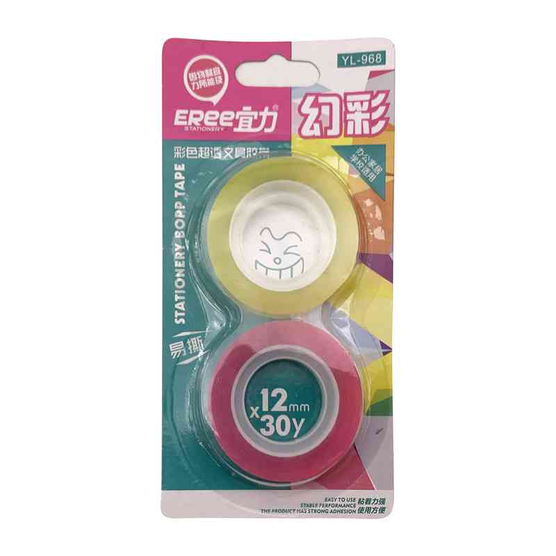 [E3229] Cinta adhesiva de colores x2, en blister
