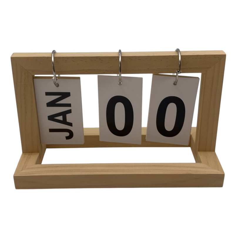 Calendario perpetuo de madera, en bolsa