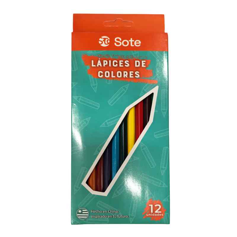 [E3261] Lápices 12 colores largos, SOTE, PACKx12