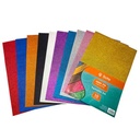 Hojas A4, goma EVA con brillantina x10 colores, SOTE