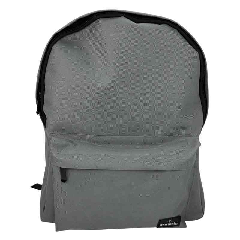 Mochila juvenil, de poliéster, bolsillo frontal, GRIS, ARMORIC