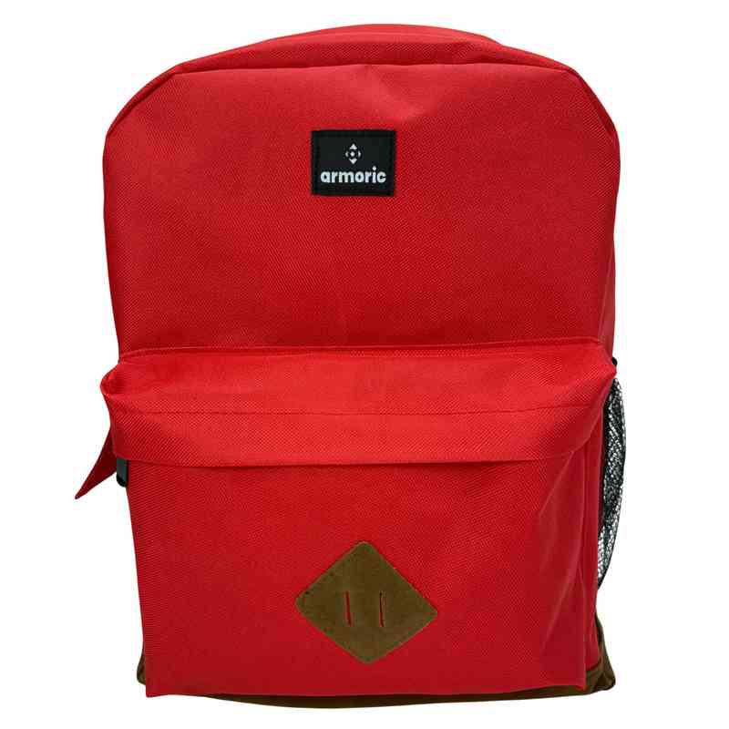 Mochila juvenil, de poliéster, bolsillo frontal y 2 laterales, ROJO, ARMORIC
