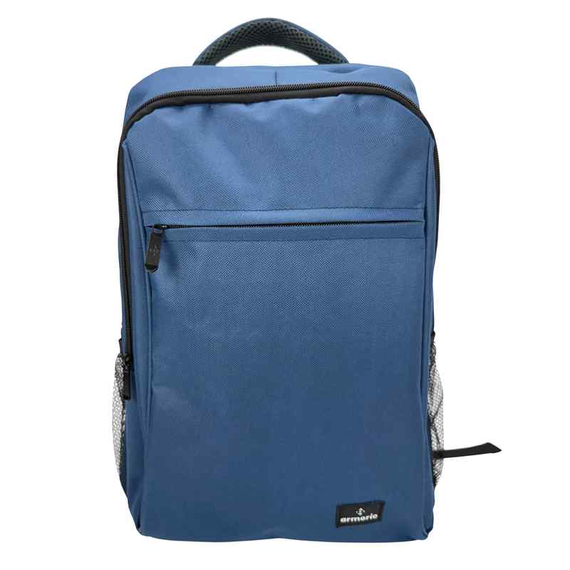 Mochila para computadora, de poliéster, 2 bolsillos frontales y 2 laterales, AZUL, ARMORIC