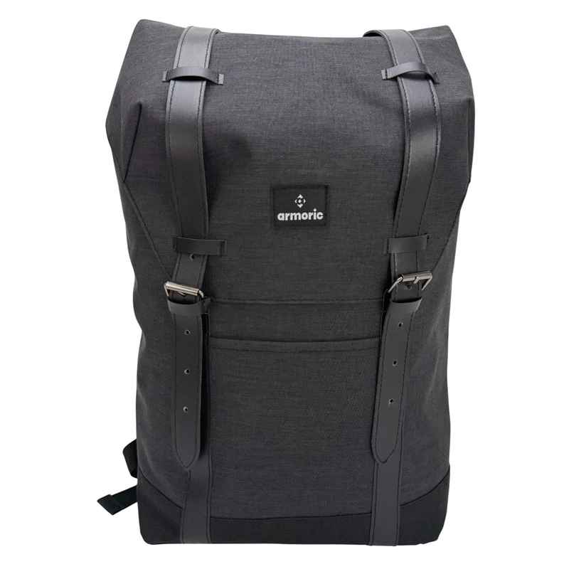 Mochila juvenil, de poliéster, con tapa, bolsillo frontal, NEGRO, ARMORIC