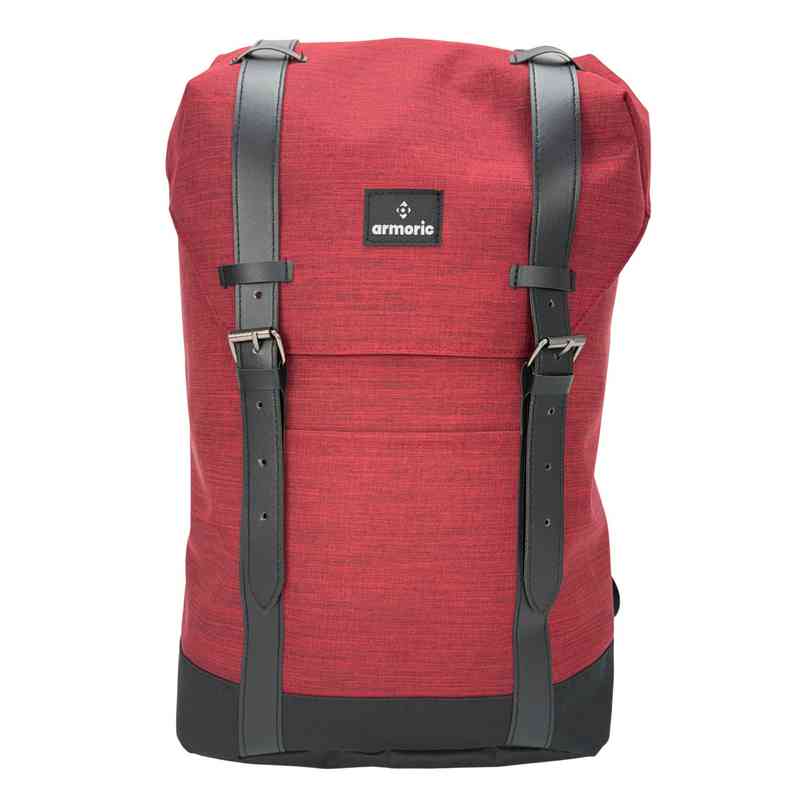 Mochila juvenil, de poliéster, con tapa, bolsillo frontal, ROJO, ARMORIC