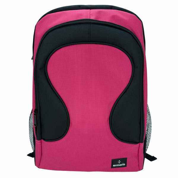 Mochila juvenil, de poliéster,con bolsillo frontal y 2 laterales, ROSADO, ARMORIC