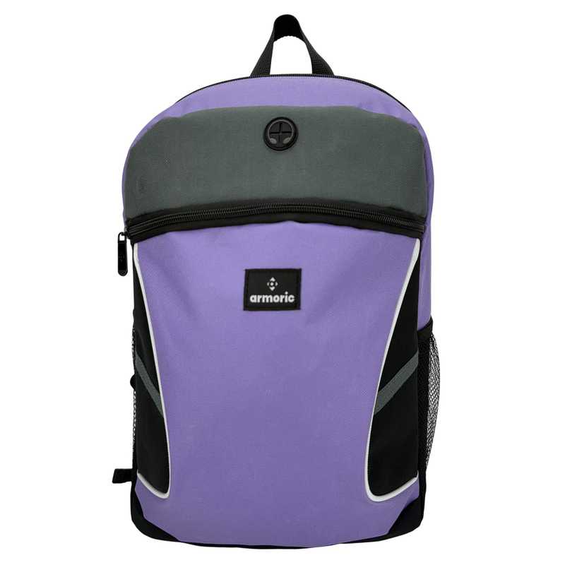 Mochila juvenil, de poliéster, con bolsillo frontal y 2 laterales con salida para auriculares, VIOLETA, ARMORIC