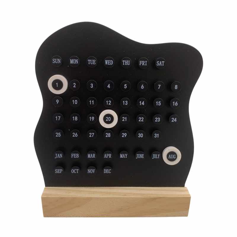 Calendario perpetuo base de madera, en bolsa