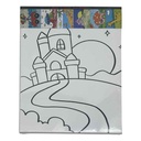Lienzo con bastidor, pincel y 6 témperas, varios diseños, en bolsa