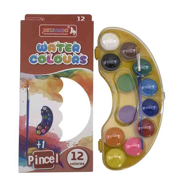 [E3334] Acuarelas 12 colores, con pincel, en caja