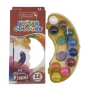 Acuarelas 12 colores, con pincel, en caja