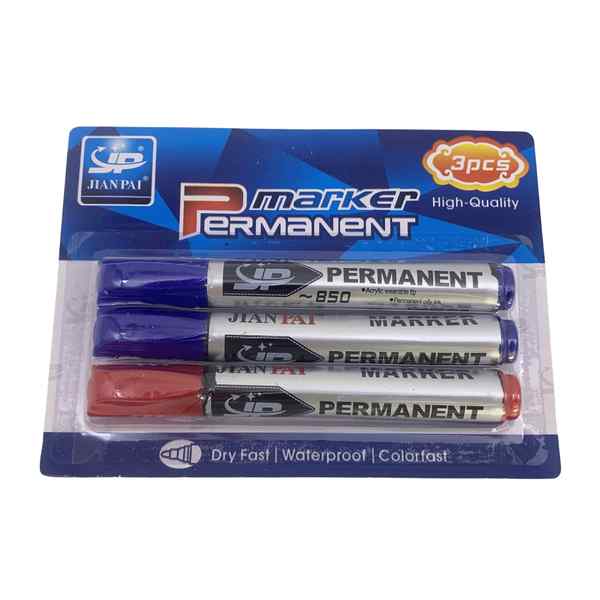[E3353] Marcador permanente x3, colores punta redonda, en blister