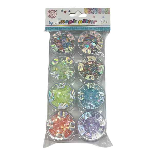 [E3363] Brillantina con formas x8, en bolsa, varios colores