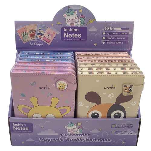 [E3376] Libreta con botón, 112 hojas, CAJA x12, modelos surtidos