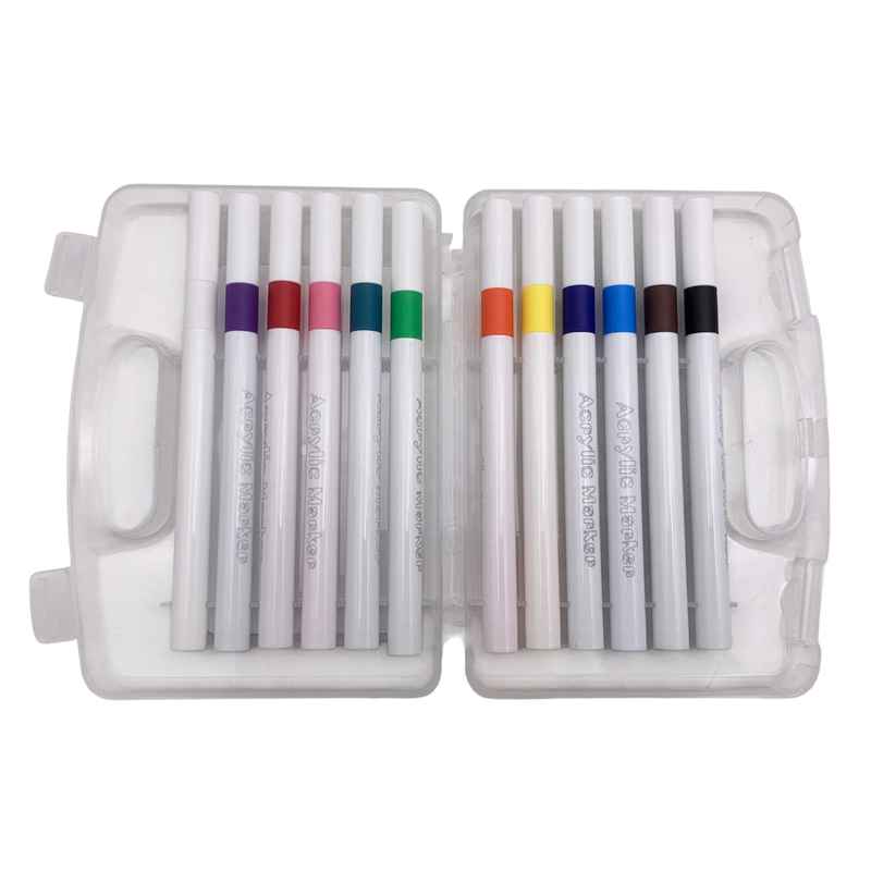 [E3396] Marcadores de pintura acrílica x12 colores, en estuche