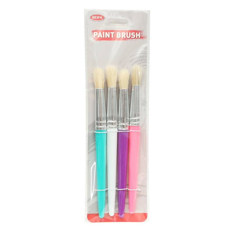 Pincel de plástico y cerdas naturales x4, en bolsa, BEIFA
