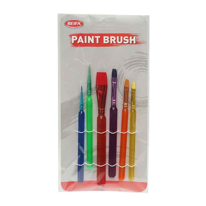Pincel de plástico y nylon x6, puntas surtidas en bolsa, BEIFA