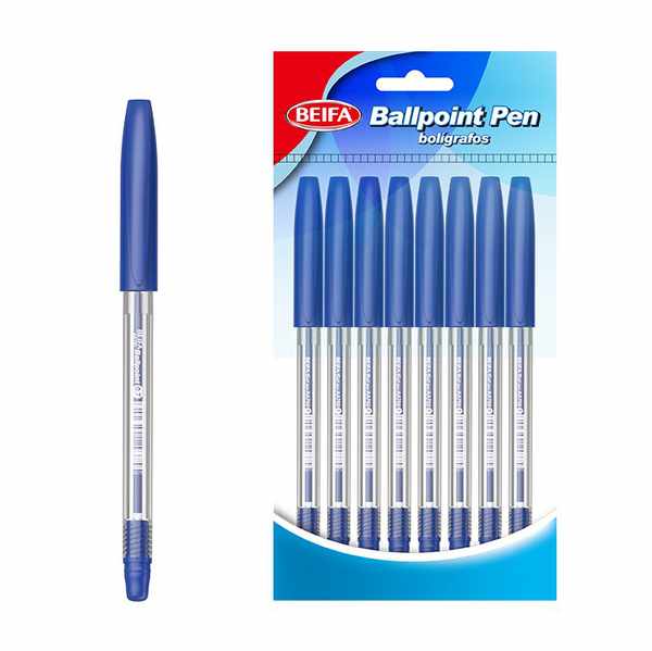 Lapicera x8, AZUL, punta 0.7, en bolsa, BEIFA
