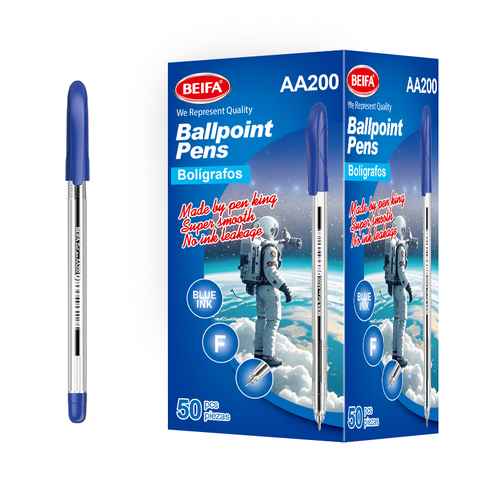 Lapicera x50, AZUL, punta fina, en caja, BEIFA