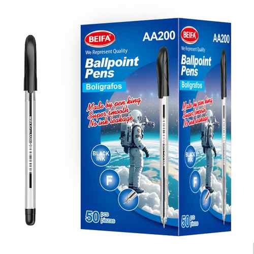 Lapicera x50, NEGRO, punta fina, en caja, BEIFA