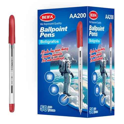 Lapicera x50, ROJO, punta fina, en caja, BEIFA