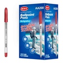 Lapicera x50, ROJO, punta fina, en caja, BEIFA