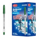 Lapicera x50, VERDE, punta fina, en caja, BEIFA