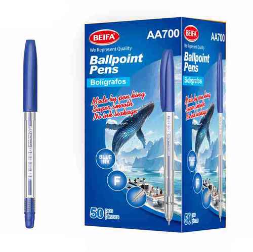 Lapicera x50, AZUL, punta fina, en caja, BEIFA