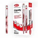 Lapicera tinta líquida x12, ROJO, punta 0.5, en caja, BEIFA
