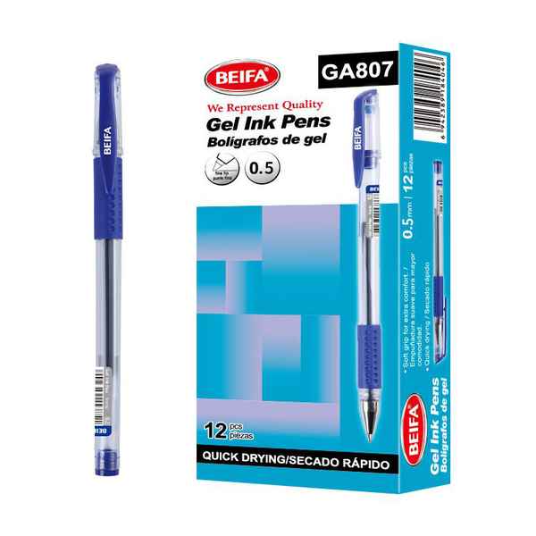Lapicera de gel x12, AZUL, punta 0.7, en caja BEIFA
