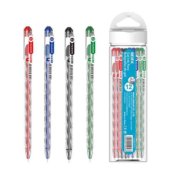 Lapicera de gel x12, SURTIDOS, punta 0.5, en tubo de plástico, BEIFA