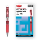 Lapicera de gel x12, ROJO, punta 0.5, retráctil, en caja BEIFA