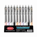 Lapicera de gel x50, NEGRO, punta 0.5, retráctil, en caja, BEIFA