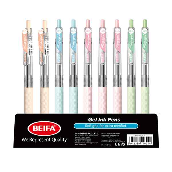 Lapicera de gel x50, NEGRO, punta 0.5, retráctil, en caja, BEIFA