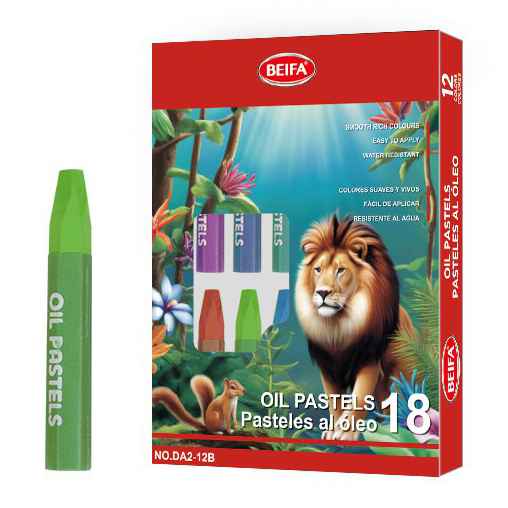[E3500] Óleo pastel, 18 colores, hexagonales, en caja, BEIFA