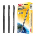 Lapicera semigel x12, NEGRO, punta 0.5, en caja, BEIFA