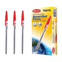 Lapicera semigel x12, ROJO, punta 1.0, en caja, BEIFA