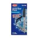 Lapicera semigel x12, NEGRO, punta fina, en caja, BEIFA