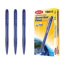Lapicera de gel x12, AZUL, punta 0.5, retráctil, en caja BEIFA