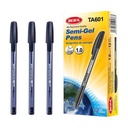 Lapicera semigel x12, NEGRO, punta 1.0, en caja, BEIFA