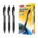 Lapicera de gel x12, NEGRO, punta 0.5, retráctil, en caja BEIFA