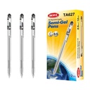 Lapicera semigel x12, NEGRO, punta 0.5, en caja, BEIFA