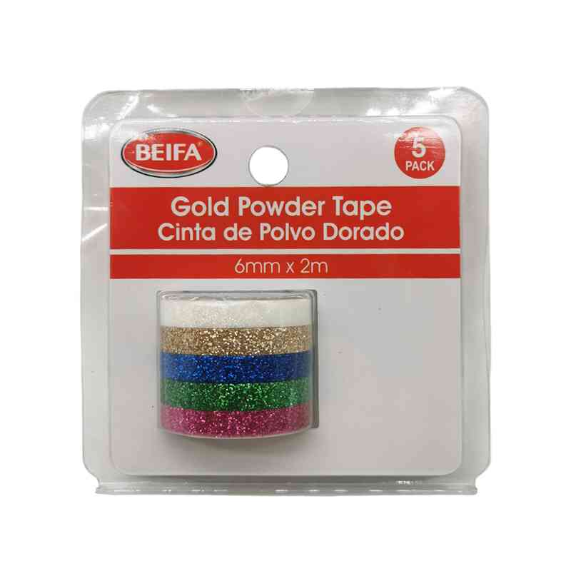 [E3585] Cinta adhesiva decorativa, con brillantina, 6mmx2m, en blister, BEIFA