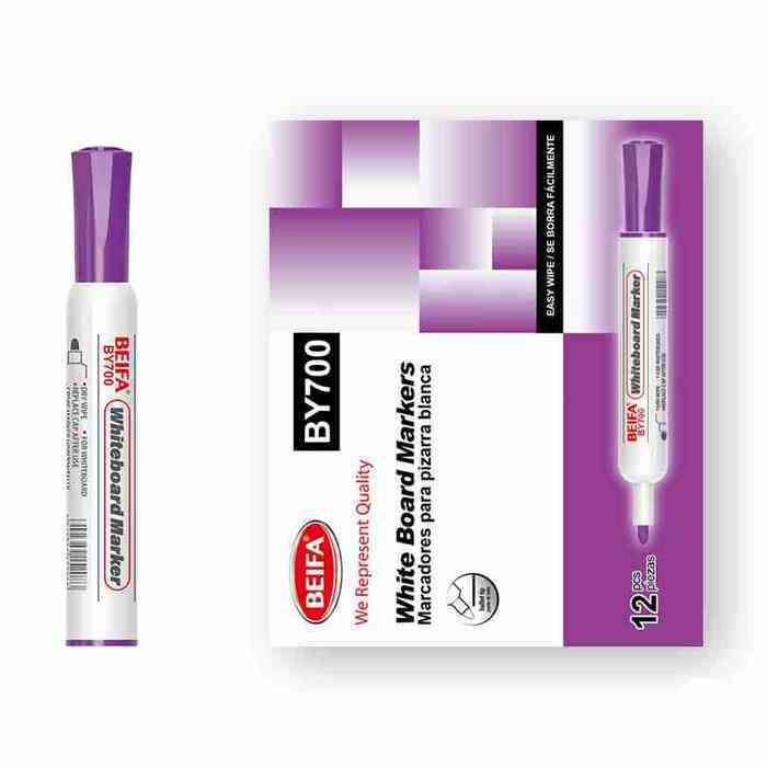 Marcador de pizarra x12 VIOLETA, punta redonda en caja BEIFA