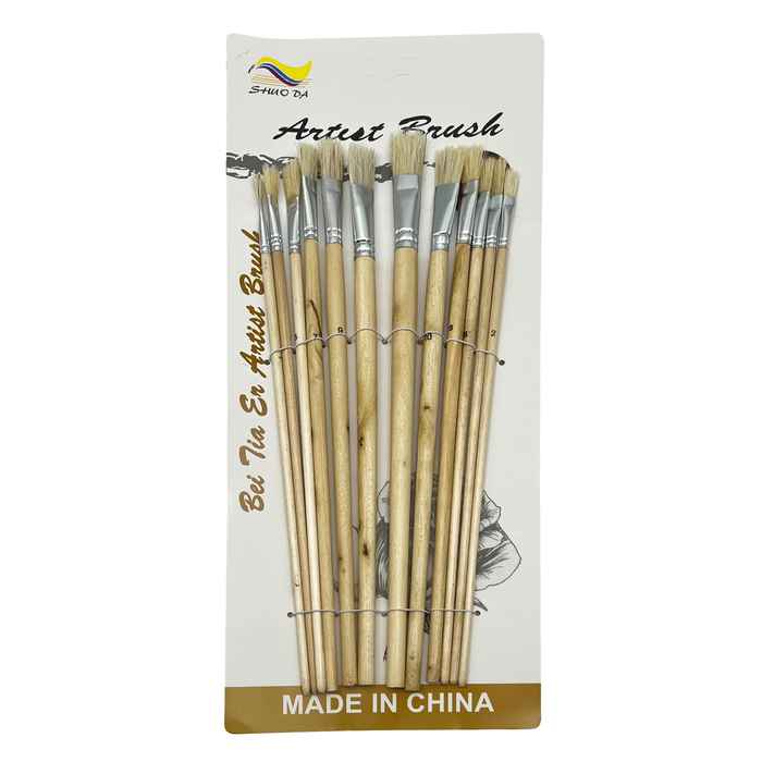Pîncel de madera y nylon x12, en bolsa