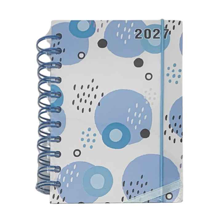 [E3694] Agenda diaria 2027 A6, tapa dura con espiral y elástico, varios colores