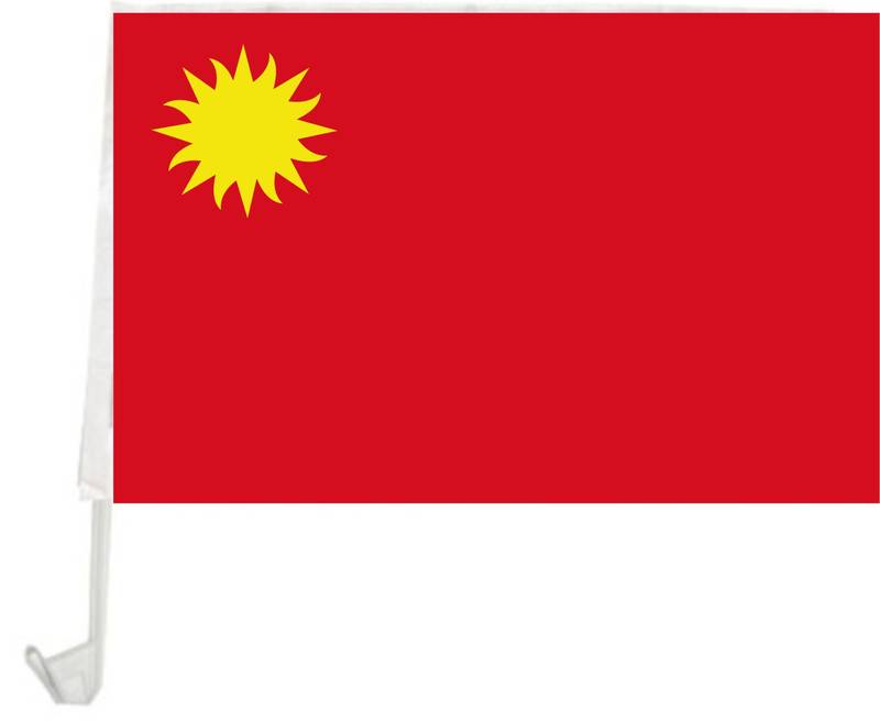 [G0406F] Bandera con soporte para auto ROJO CON SOL