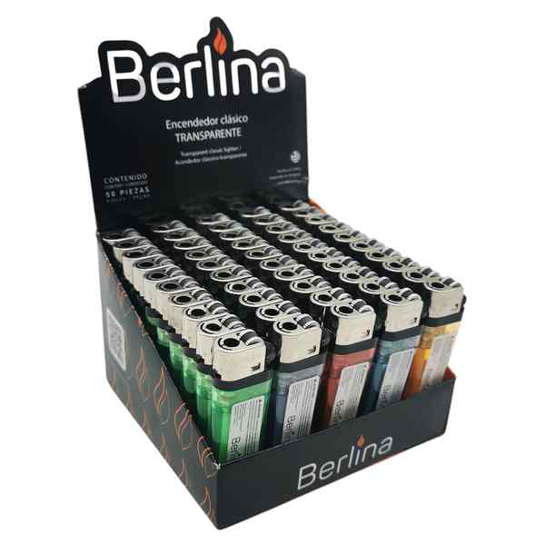 [G1097] Encendedor transparente Berlina, CAJA x1000